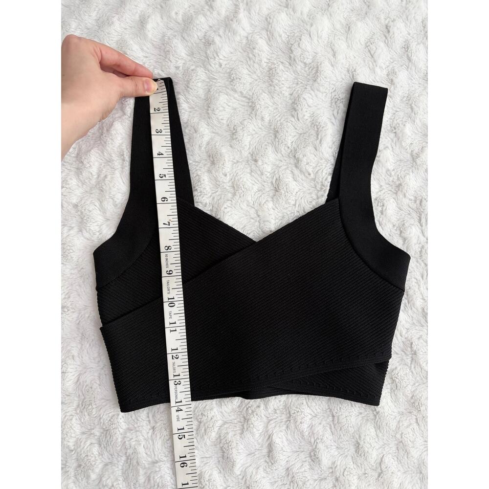 Aritzia Babaton Black Sculpt Knit Greek Ribbed Criss Cross Cropped Tank Top S - Picture 7 of 8